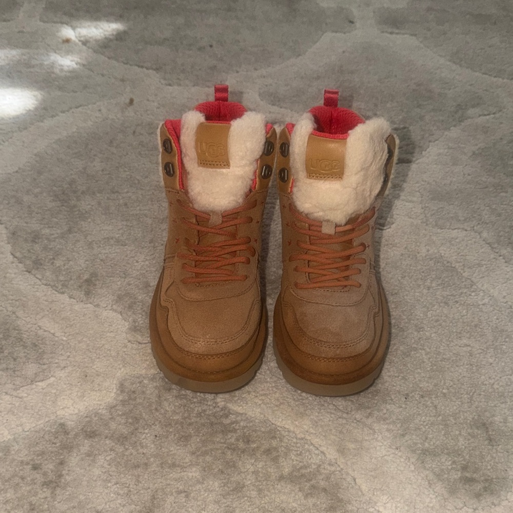 UGG  Tan Boots with Red Highlights